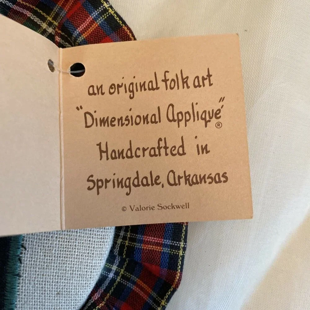 VTG 80s 90s Valorie Sockwell A+ Teacher Basket Folk Art Plaid Ruffle Apple Retro
